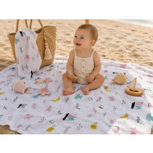 Asitan %100 Pamuk Müslin Bebek Örtüsü – Çok Amaçlı Müslin Battaniye - 100 x 100 cm (Beyaz-Pembe-T