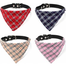 Asitan Fularlı Kedi & Köpek Boyun Tasması 29 cm (20-26 cm Arası), Kırmızı | Suni Deri Tasma ve Bez F
