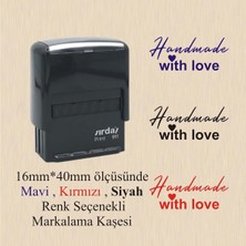 Asitan Handmade With Love Yazılı Kaşe, Tam Otomatik Kendinden Mürekkepli Markalama Kaşesi (Kırmızı)