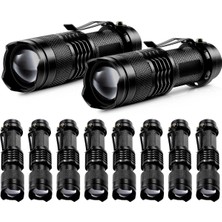 Asitan 10'lu Paket Mini El Feneri LED El Feneri 3 Modlu El Feneri Sk-68 Ayarlanabilir Taktik El Feneri Kamp