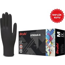 Asitan Strong-5 Pudrasız Siyah Kalın Nıtrl Eldiven - 100'LÜK Kutu
