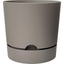 Asitan Toxa Begonya Saksı Tabaklı Drenajlı Mat Plastik Çiçek Saksısı (1 Adet, 9 Litre, 25CM, Bej)
