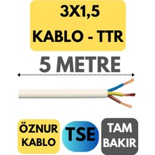 Asitan Avarson Öznur 3x1,5 Ttr Kablo, 5 Metre, Beyaz
