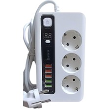 Asitan Comse 4.2A Usb'li Akıllı 3'lü Priz Zaman Ayarlı 5 USB 2 Metre Uzatma Kablolu