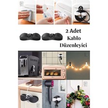 Asitan Kablo Toplama Sabitleme Aparatı Yapışkanlı Çok Amaçlı 2 Adet Kablo Sarma Tüm Cihazlara Uyuml
