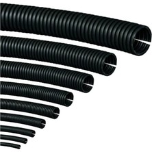Asitan 24MM Kablo Tesisat Gizleme Düzenleme Spiral Yarıklı Hortum Siyah Renk (10 Metre)
