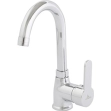 Asitan Megavitrin Venezia Kroma Kuğu Lavabo Bataryası Krom | Yüksek Gövdeli Çift Girişli Musluk 5 Yı