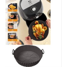 Asitan Tüm Airfryerlara Uyumlu Antrasit Renk Silikon Pişirme Kabı - Airfryer Silikon Kap - Bpa Free-1 Ad