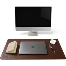 Asitan 40X90 El Yapımı Deri Masa Pad - Premium Kaymaz Deri Mousepad ve Klavye Altlığı - Sümen Masa Ma