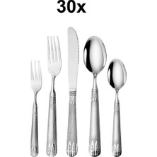 Asitan 30 Parça 6 Kişilik Gri Çelik Yemek Kaşık Çatal Bıçak Set CIN740BY