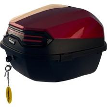 Asitan XT08-BR 32 Litre Motosiklet Arka Çanta Koyu Kırmızı Parlak Su Geçirmez Abs Çift Kilitleme Üni