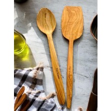 Asitan F&s Woodart Zeytin Ağacı 2 Li Set Ahşap Spatula Tahta Tencere Kaşığı 29 cm