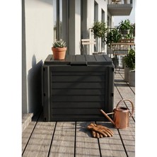 Asitan Bahçe Depolama Sandığı Balkon Kiler Alet Kutusu Su Geçirmez 140 Litre Antrasit