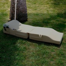 Asitan Fermuarlı Şezlong Minder ve Puf Seti 180X60X20 cm Ultra Kalın Su Itici Uv Dayanımlı Bej Sunbed