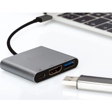 Asitan Type-C To USB 3.0 4K Ultra Hd HDMI 3 In1 Dönüştürücü Adaptör - CR13HB