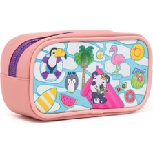 Asitan 01112 Şeffaf Baskılı Tek Gözlü Kalemlik Kalem Kutusu (Pembe Panda)