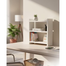Asitan Masa Üstü Kitaplık Rafı, Beyaz, Suntalam, 43,6 x 18 x 50 Cm, Modern Stil, 2 Raflı Mini Dolap