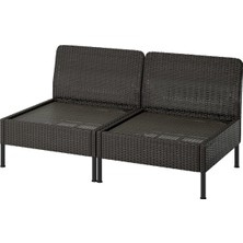 Asitan 2'li Bahçe Kanepesi, Koyu Gri, 160 Cm, Mindersiz, 1+1 Kişilik