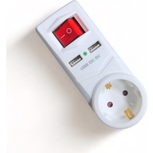 Asitan Tek-Iş 2 x USB Çıkışlı Topraklı Fiş Priz – Anahtarlı Golyat Fiş, 2.1A Şarj