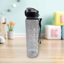 Asitan Motivasyonel Şeffaf Sporcu-Öğrenci Su Matarası 1000 Ml, Antrasit
