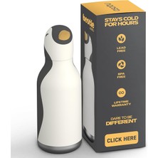 Asitan Bestie Penguen Siyah Beyaz Yalıtımlı Çocuk Şişesi Paslanmaz Çelik Hasır Kapak 460 ml