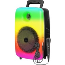 Asitan Bluetooth Hoparlör, 8 Inç, Rgb Işıklı, Karaoke Mikrofon Hediyeli, Şarjlı, Extra Bass, Fm Rady