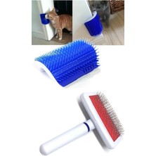 Asitan Kedi Kaşınma ve Evcil Hayvan Tüy Tarama ve Kaşıma Fırçası Telli Beyaz