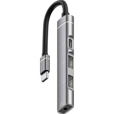 Asitan Type C + Çift USB + 3.5mm Jack Girişli 4in1 Port Çoğaltıcı Hub Adaptör - AL4612