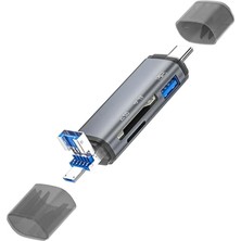Asitan Bilişim Burada ZR286 ADS307 3 In 1 Type-C Card Reader, Gri BBZR286