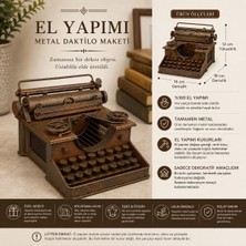 Asitan Stylon El Yapımı Metal Daktilo Maketi Antik Eskitme Retro Yazı Makinesi Modeli Vintage Ofis Objes