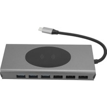 Asitan 15IN1 Hub Kablosuz Şarj/type-C To 4K Hdmı/usba 3.0/tf SD/VGA/3.5MM/AUX/PD/RJ45 Gigabit Ethernet Dö