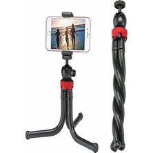 Asitan Teknosepetim Esnek Flexible Tripod Kamera Profesyonel Telefon Tutucu 360 Derece Tripot, Siyah