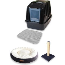 Asitan Xxl Kapalı Kedi Tuvaleti + Simit Yatak + Tırmalama + Paspas Kedi Başlangıç Seti - Xxlkt1