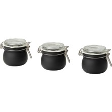 Asitan Korken Kapaklı Cam Kavanoz, 13 Cl, Siyah, 3 Adet Set