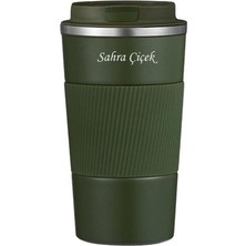 Asitan Tusah 304 Pazlanmaz Çelik 500 ml Kaydırmaz Lastikli Termos Bardak Mug Isme Özel Tek Ebat Haki