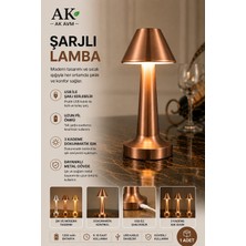 Ak Avm Şarjlı Dokunmatik Gece Lambası 3 Renkli Dekoratif Masa Lambası