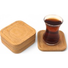 Asitan Deconox Bambu Kare Çay Tabağı Bardak Altlığı 6'li Set / Dekoratif ve Doğal Bambu Altlık –