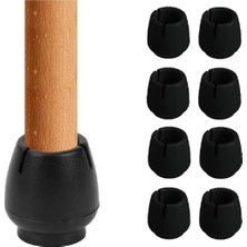 Asitan Tarix Sandalye Pabucu,masa,koltuk,tabure Ayak Kılıfı 8 Adet Siyah (Large)