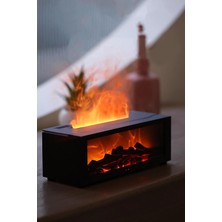Asitan Şömine Görünümlü Alev Efektli Hava Nemlendirici 3D Alev Aroma Difüzörü Aroma Terapi Buhar M