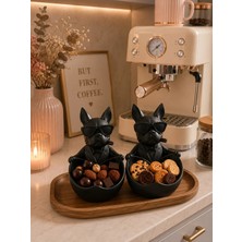 Fao Shop 7 - 24 Köpek Figürlü 2’li Kahve Yanı Ikramlık Çikolatalık Çerezlik Dekoratif Kase