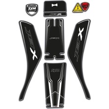 Asitan Redline Grafik Sym Jet x 125 Uyumlu Tank Pad Seti Beyaz Siyah Tasarım