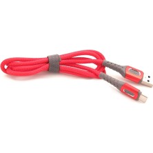 Asitan Usb-A To Type-C, 5 Amper Şarj ve Data Veri Kablosu, Örgülü ve Hızlı, Kırmızı, 1 Metre