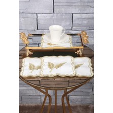 Asitan Bonny Home Palmiye Yaprak Gold 6'li Kokteyl Sunum Peçetesi, Nakış Işlemeli, 15X15 cm