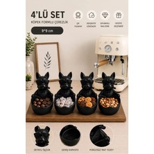 Fao Shop 7 - 24 Köpek Figürlü 4’lü Kahve Sunum Seti Dekoratif Ikramlık Şekerlik Çikolatalık