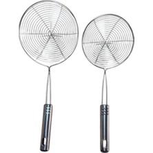 Asitan Kitchen Design Lab Metal Saplı Kevgir Seti, 18-16 cm Çap, 2'li Set, Gri
