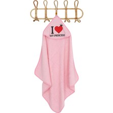 Asitan %100 Pamuk Yenidoğan Bebek Kundak Nakışlı Banyo Havlusu Krem Pembe