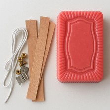 Asitan Sedefli Pembe Renkli Vanilya ve Çilek Kokulu Parafin 500 G, Ahşap Fitil ve Ip Fitil Mum Yapım Set