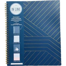 Asitan Carolina Pad Keep It In Line 9 Pocket Organizing Folder, Stripe It (Black With Gold Lines, Gold Wire