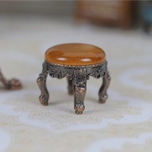 Asitan Exe Minyatür Mobilya Ahşap Yuvarlak Ahşap Metal Bebek Evi Çocuk Oyuncakları Bej