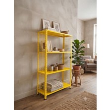 Asitan 4 Katlı Renkli Tel Kafesli Dekoratif Çelik Raf - Çiçeklik Rafı, Ofis Rafı 0,70 mm